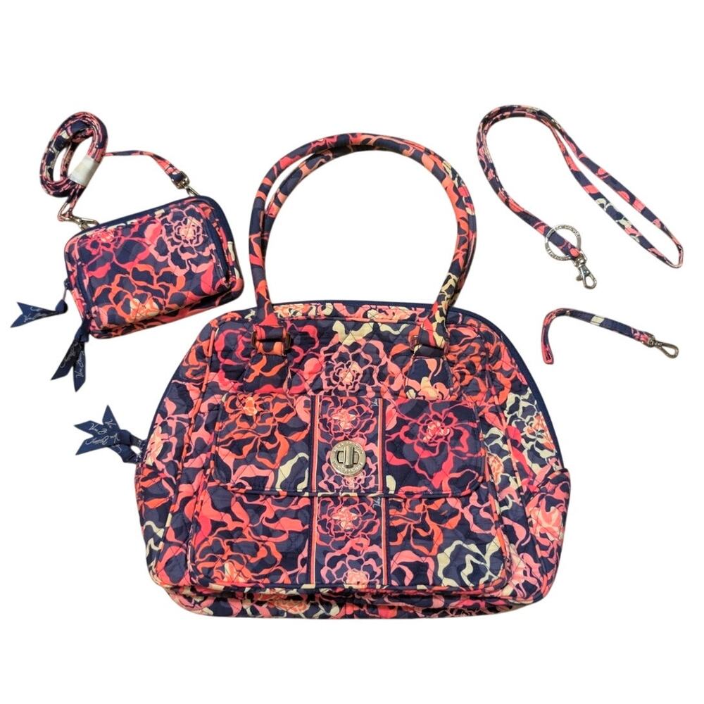RETIRED NWOT 4-PC Vera Bradley "Katalina Pink Paisley " Turnlock Satchel Set/